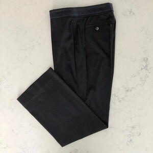 STRENESSE Straight Leg Tuxedo Style Acetate + Cotton Dress Pants Navy Sz 44